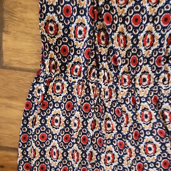 Women's Boho Printed Wide-Leg Jumpsuit - Blue Multi - Picture 11 of 11